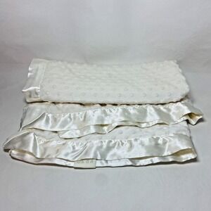 Katie Little‎ Baby Blanket Cream Satin Edge 30x40 Inch Kidsline Soft Plush Dot